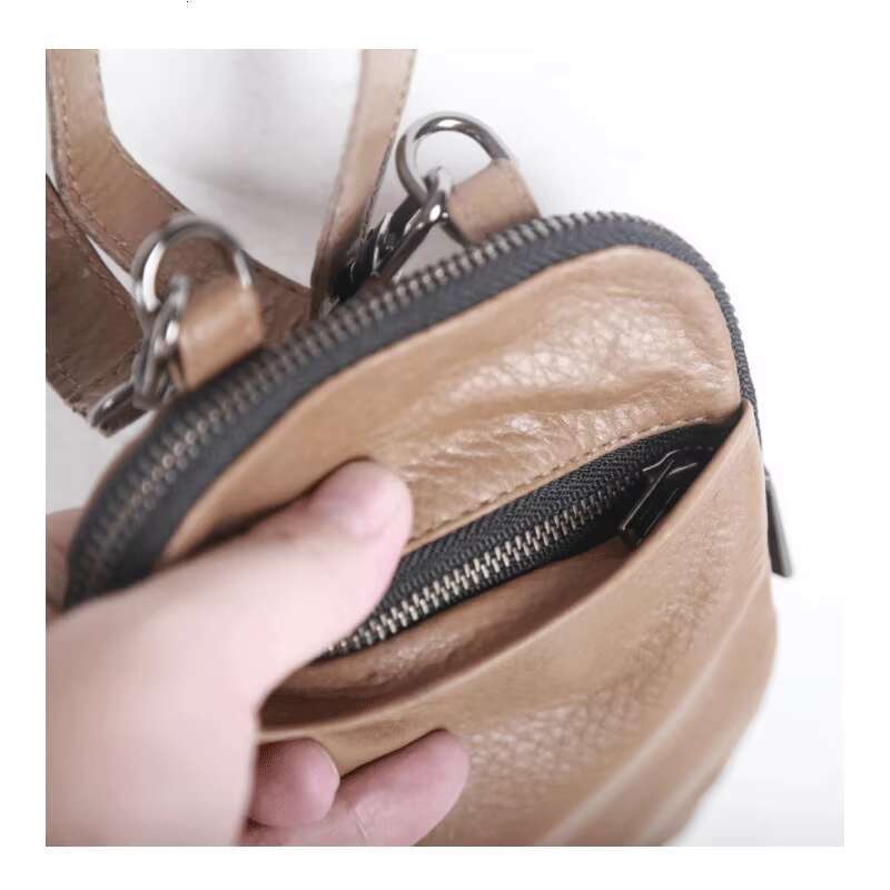 Men Mini Satchel Genuine Leather Messenger Crossbody Bags Unisex Storage Cell Phone Bag Simple Hanging Neck Pouch