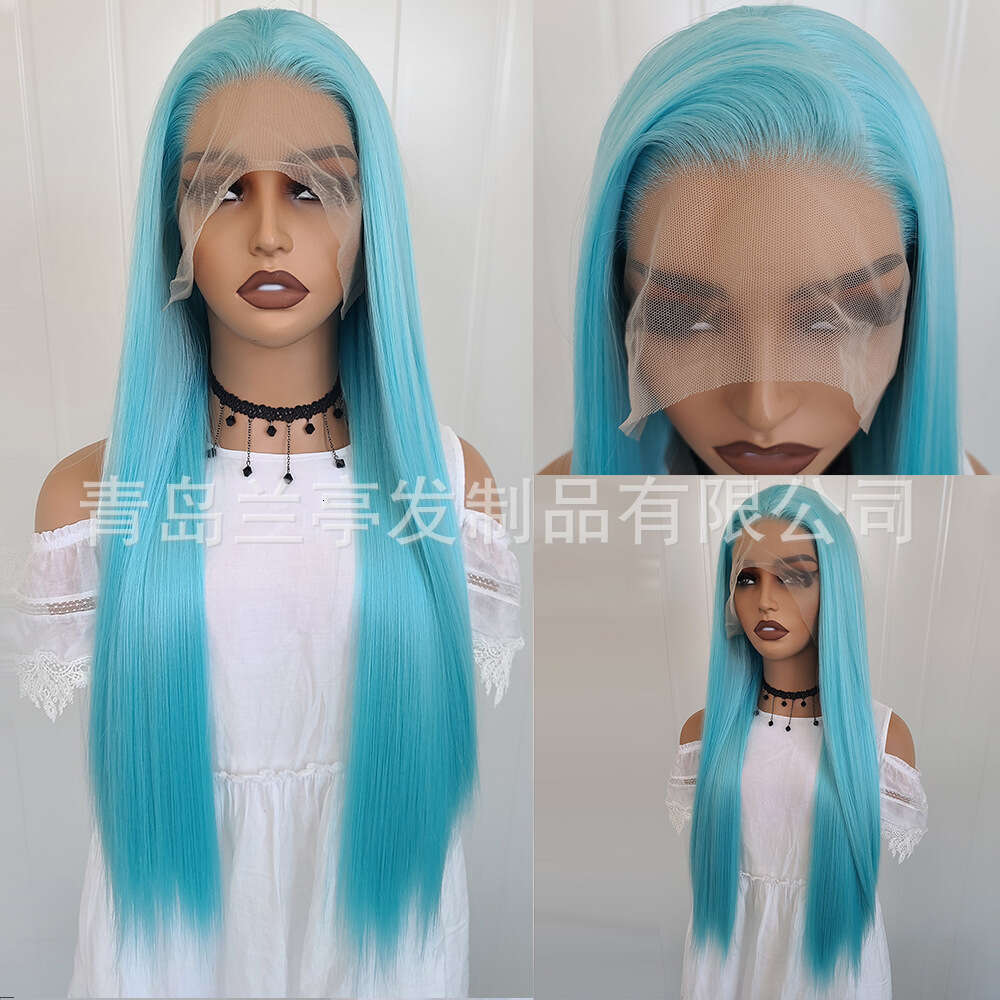 Lace Front Wig Cover T Shape Hot Selling X Large Hand Woven Synthetic Fiber Front Lace Wig Headband With Colorful Long Straight Hair