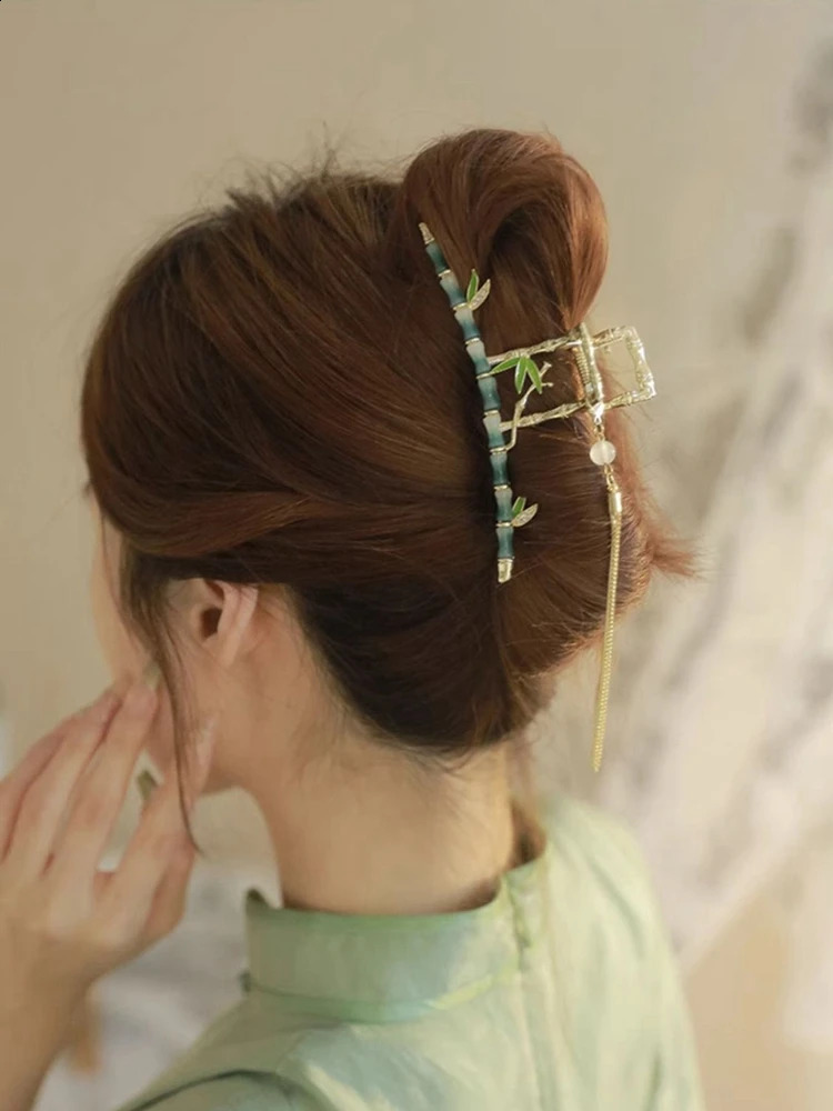 Vintage Alloy Long Tassel Hair Claw For Women Rhinestones Hair Clip Barrettes Hairpin Hair Accessories 250120