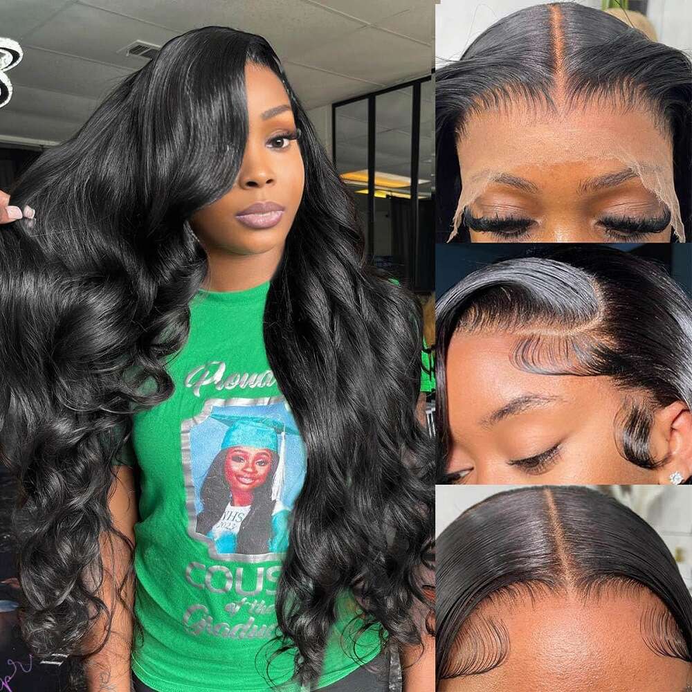 Lace Front Wig Cover T Shape Wig Female Front Lace Long High Temperature Silk Black Medium Curled Hair Cover