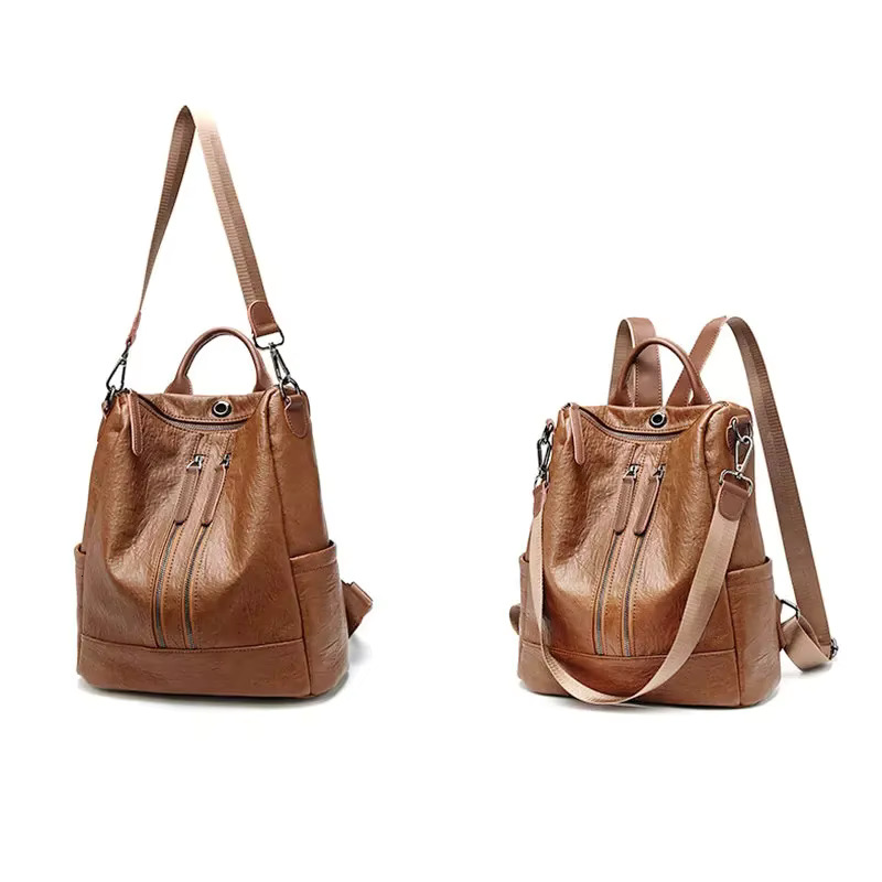 A4 High Quality Black Brown Red Lightweight PU Leather Women's Backpack Female Teenager Girl Lady Travel Shoulder Bags M2768-13