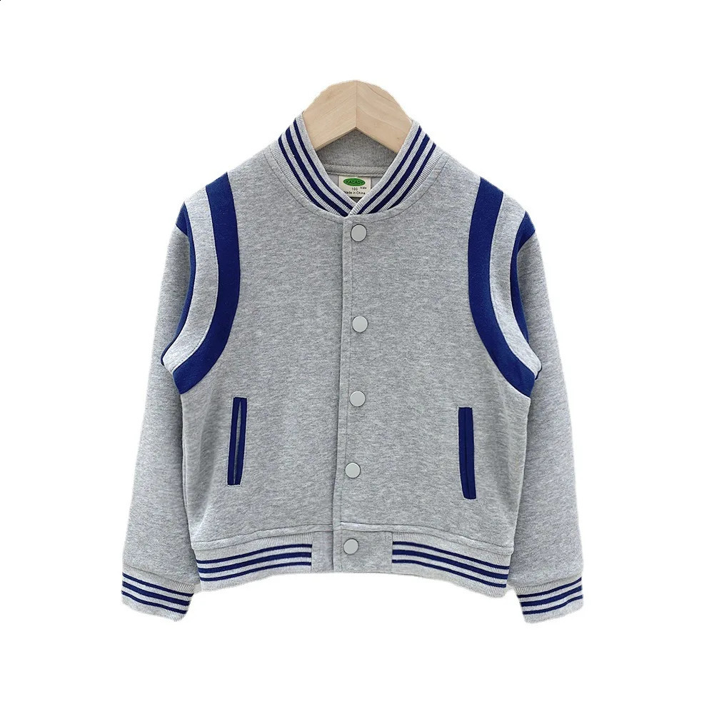 Spring Autumn Kid Boys Jackets Single Breasted Stirped Elastic Hem Stand Collar Children Outerwear Students Coats 250117