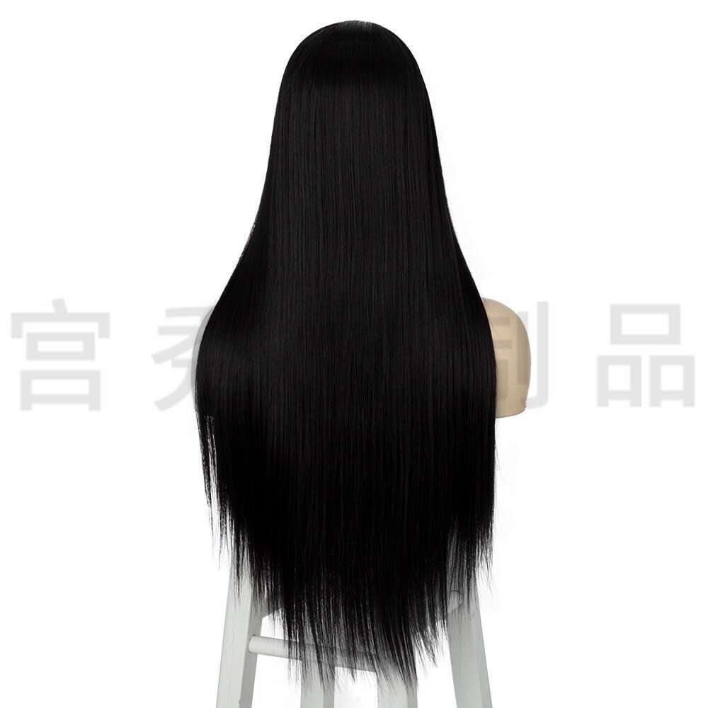 Lace Front Wig Cover T Shape Long Straight Hair Front Chemical Fiber Women S Wig Head Cover Small Lace Wigs