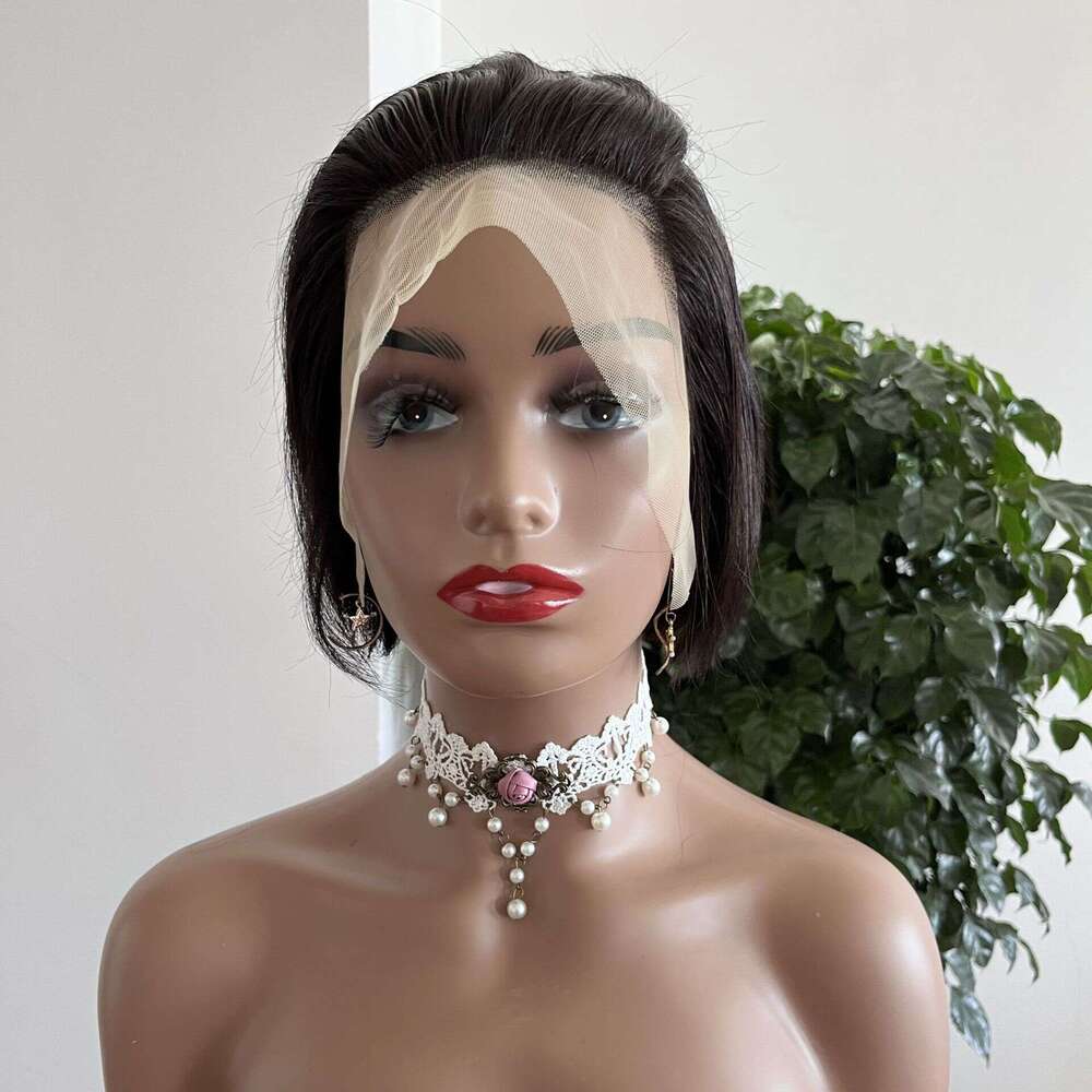 Lace Front Wig Cover T Shape Women S Front Lace Full Natural Partial Split Short Straight Real Human Hair Headband