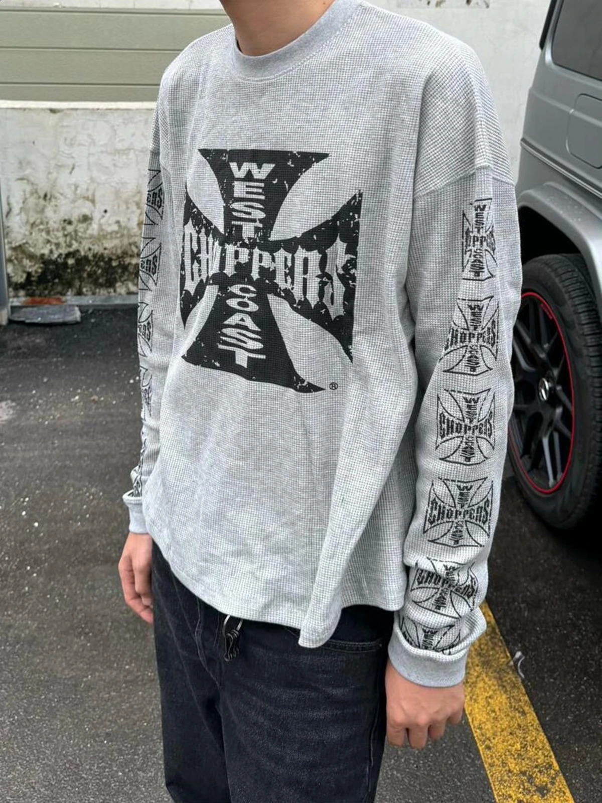 Yao888 fashionable retro high-quality T-shirt top with oversized Sanskrit printed long sleeved street clothing Y2k mens casual T-shirt 250117