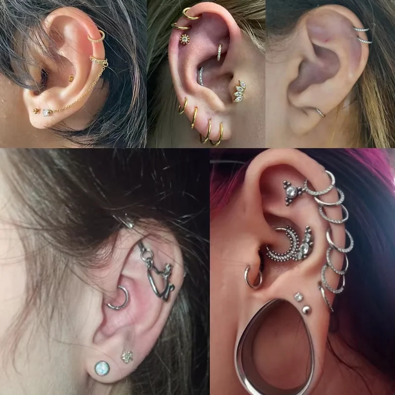 110Pcs G23 14G16G18G Nose Rings Hinged Segment Ear Cartilage Tragus Earrings Hoops Septum Clicker Piercing Jewelry 250110