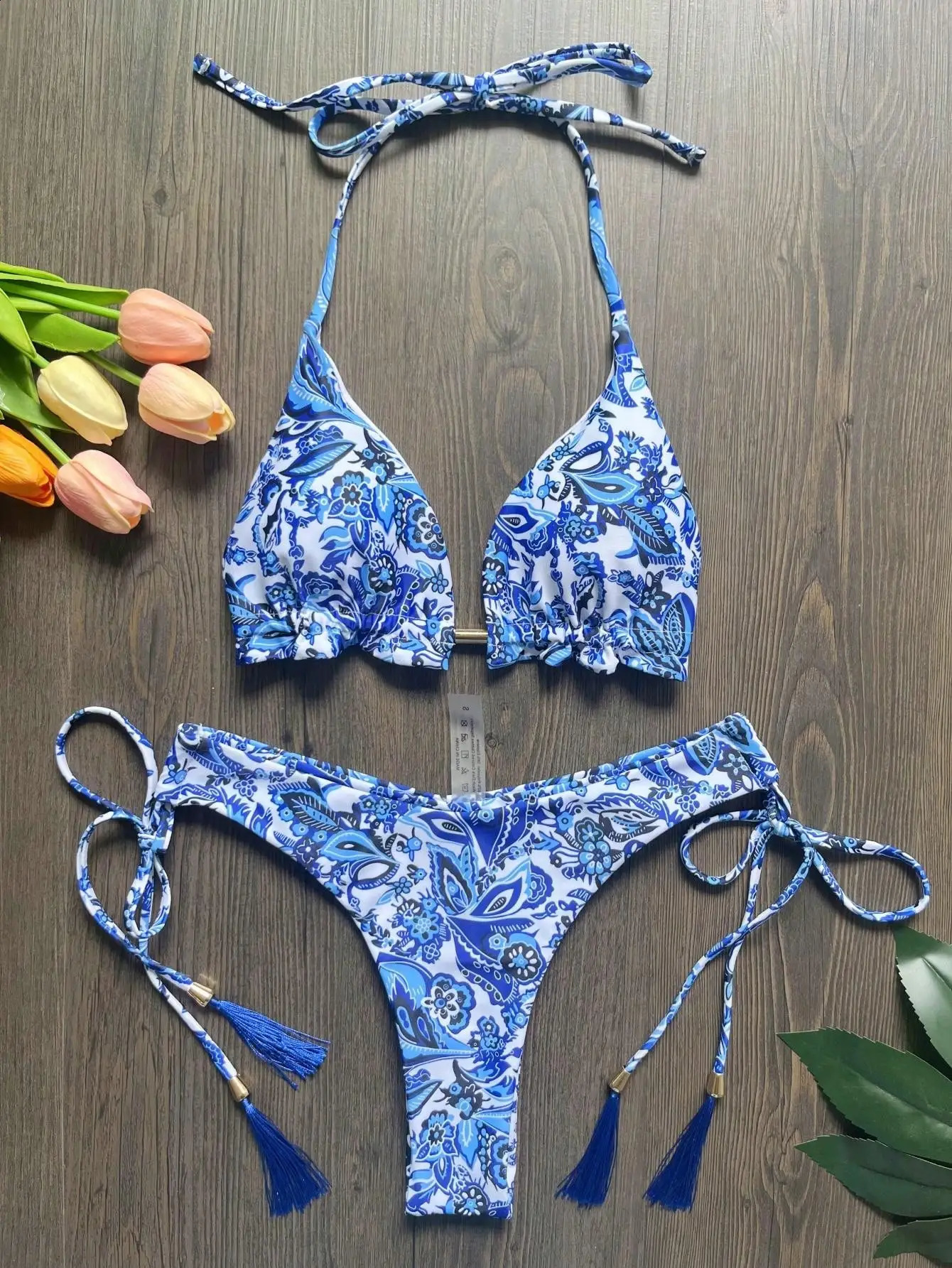 RUOTONSEPT Sexy Blue and white porcelain Print Bikini Set Womens Swimsuit Twopiece Swimwear Bathing Suit Brazilian Biquinis 250122