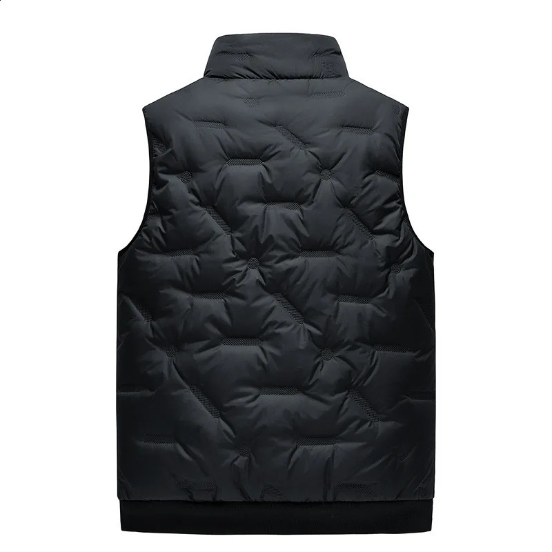 Autumn Winter Mens Warm Padded Waistcoat Fashion Standing Collar Loose Vest Male Plus Size Thickened Down Cotton Waistcoat 250108