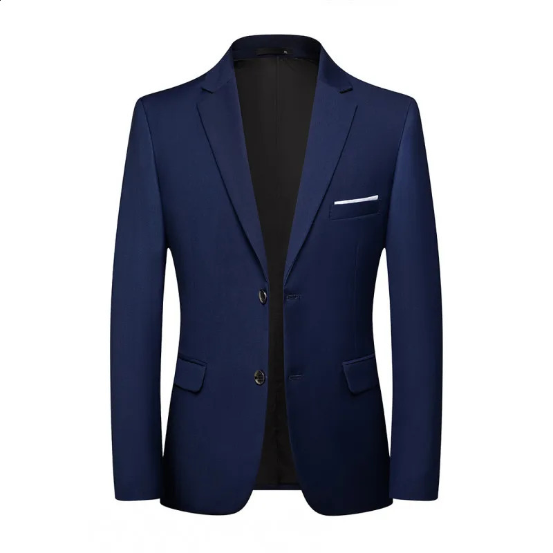 Blazer Fashion Men Business Casual Solid Color British Style Wedding Gentleman Slim Professional Formal Suit 250115