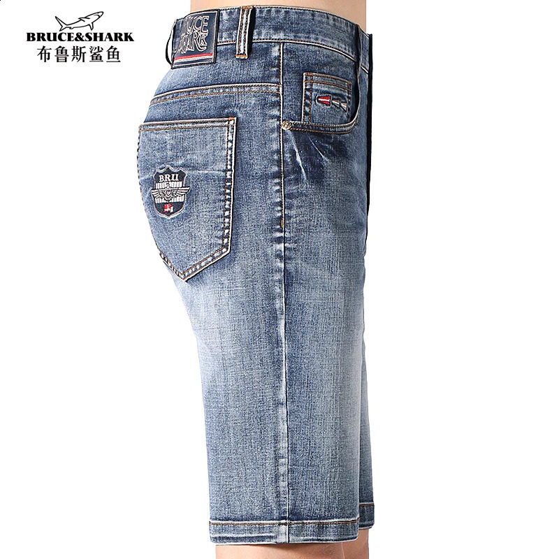 2025 Summer Mid Waist Jeans Shorts For Men Fashion Knee Lenght Denim Short Stretch Straight Cotton Mens Big Size 40 250120