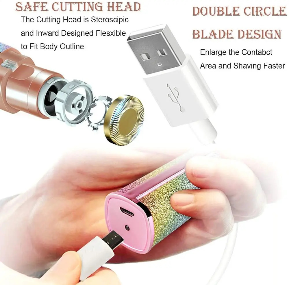 Electric Facial Hair Remover Eyebrow Trimmer Lipstick Shaver Painless Eyebrow Razor Lips Body Facial Hair Removal for Women 250121