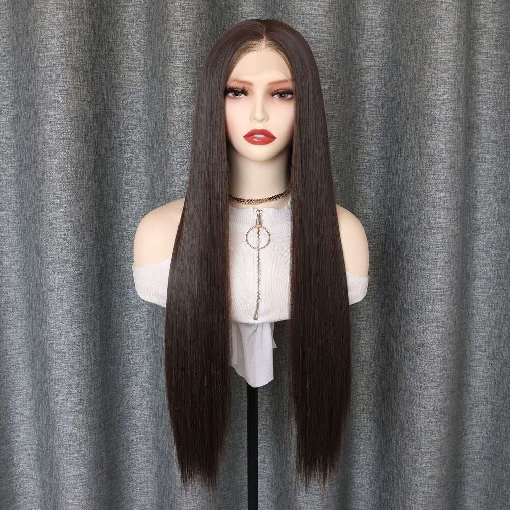 Lace Front Wig Cover T Shape Fashion Women S Wig Front Lace Medium Brown Long Hair Synthetic Half Nized Headset