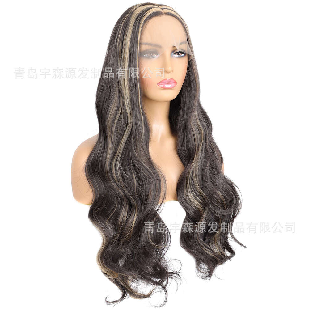 Lace Front Wig Cover T Shape New Piano Color Synthetic Front Lace Wig Headset Women S Intercolor Long Curled Hair