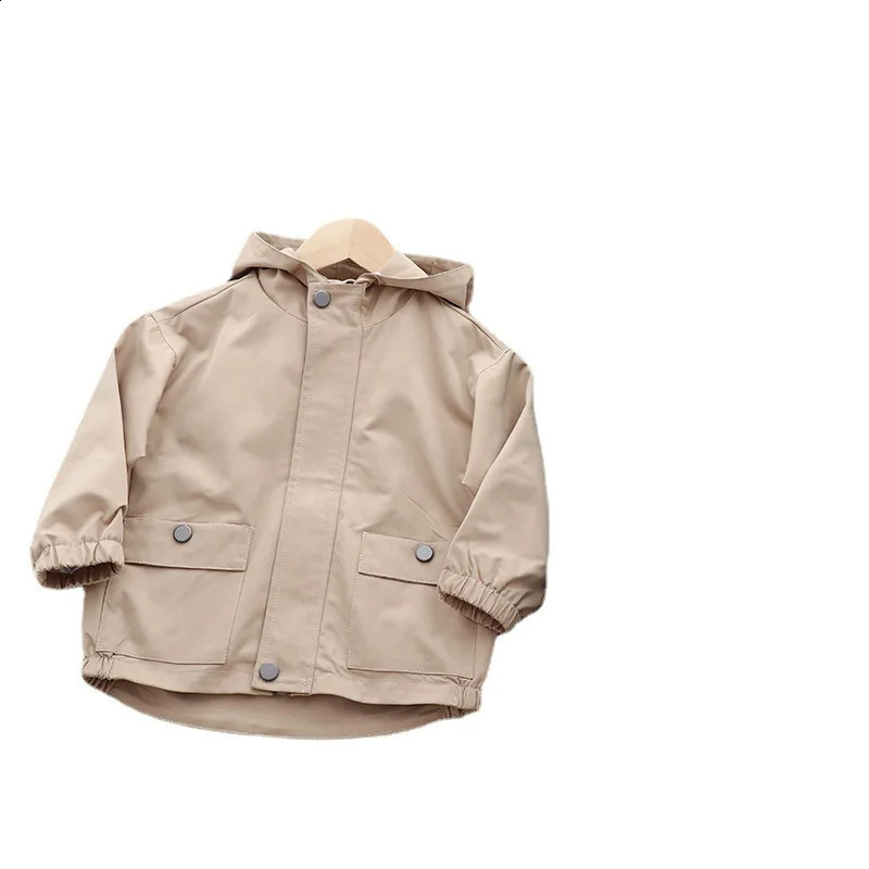 Spring Autumn Kid Boys Jackets Zipper Hodded Solid Color Long Sleeve Children Windbreak Casual Exterior Students Coats 250117