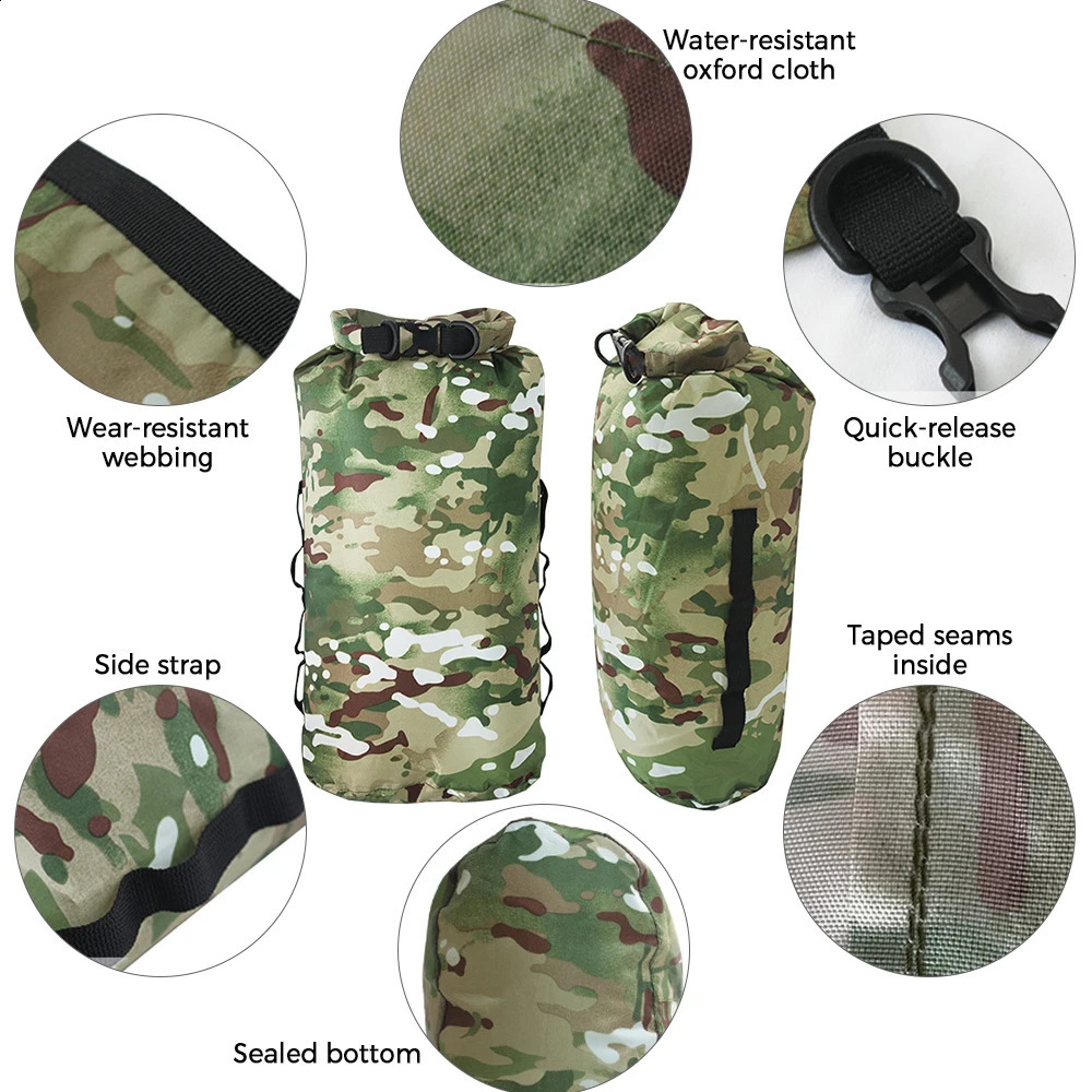 Waterproof Dry Bag Lightweight Outdoor Sack w Shoulder Straps for Boating Kayaking Hiking Camping Rafting Fishing Supplies 250121
