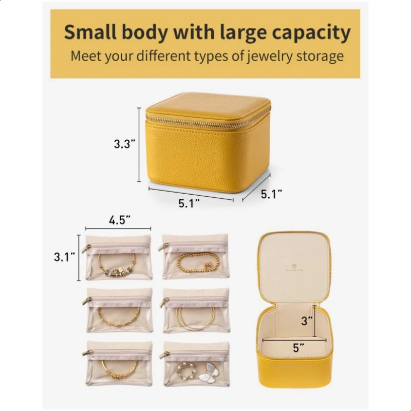 Portable Jewelry Storage Box With Packaging Bags PU Leather Storage Earrings Necklace Ring Jewelry Organizer Display 250117
