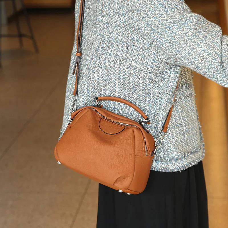 Genuine Leather Womens Bag Autumn Winter Style Commuting Versatile Shoulder Hobo Large Capacity Crossbody Bag Retro Handbag 250113