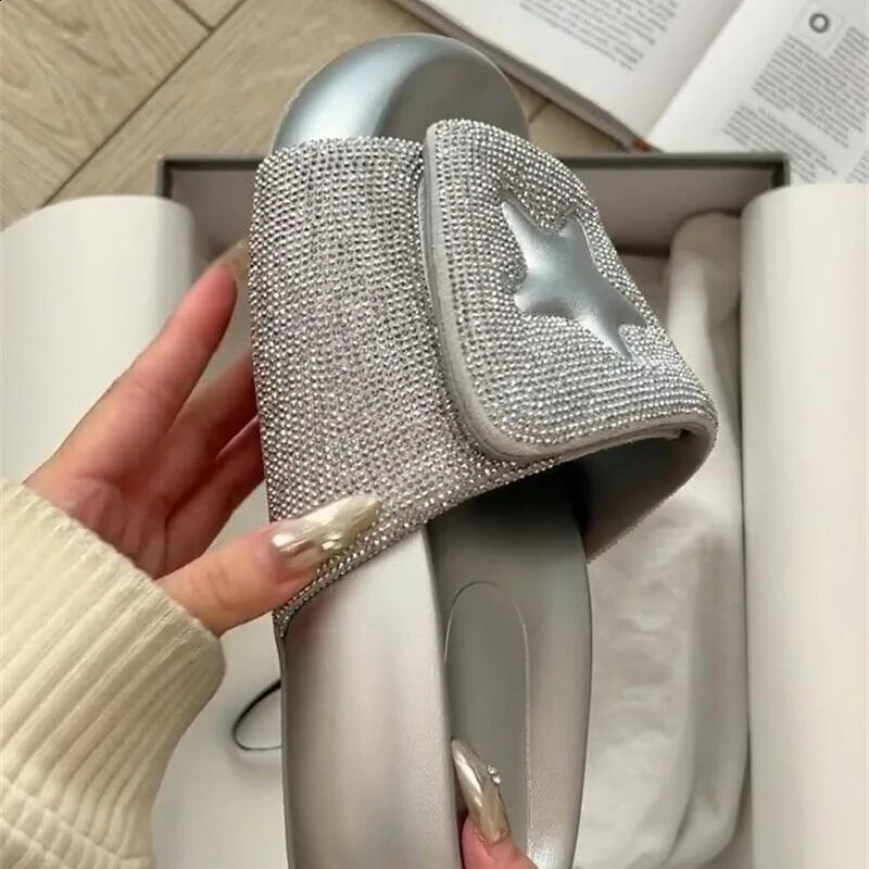 Top Quality Sandalias Women Slippers Bling Rhinestone Women Sandals Platform Fashion Shiny Womens Casual Shoes Crystal 250113