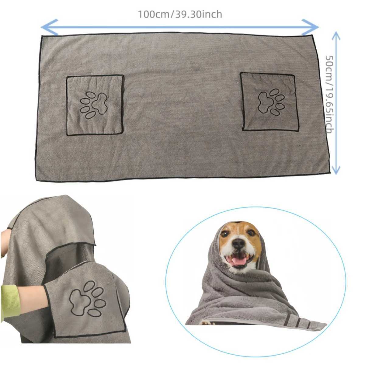 New Pet Towel Quick-drying Dog Cat Big Puppy Bath Washcloth Absorbent Soft Fiber Bath Supplies Bathrobe M250118