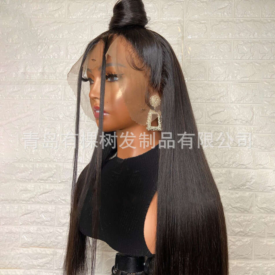 Lace Front Wig Cover T Shape Natural Transition Black Synthetic Front Lace Long Straight Hair Wig Headband