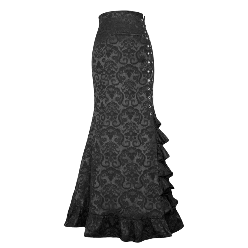 New European and American skirts women's clothing gothic style dark skirt jacquard dress subcultural lace-up hip-wrapped fishtail skirt