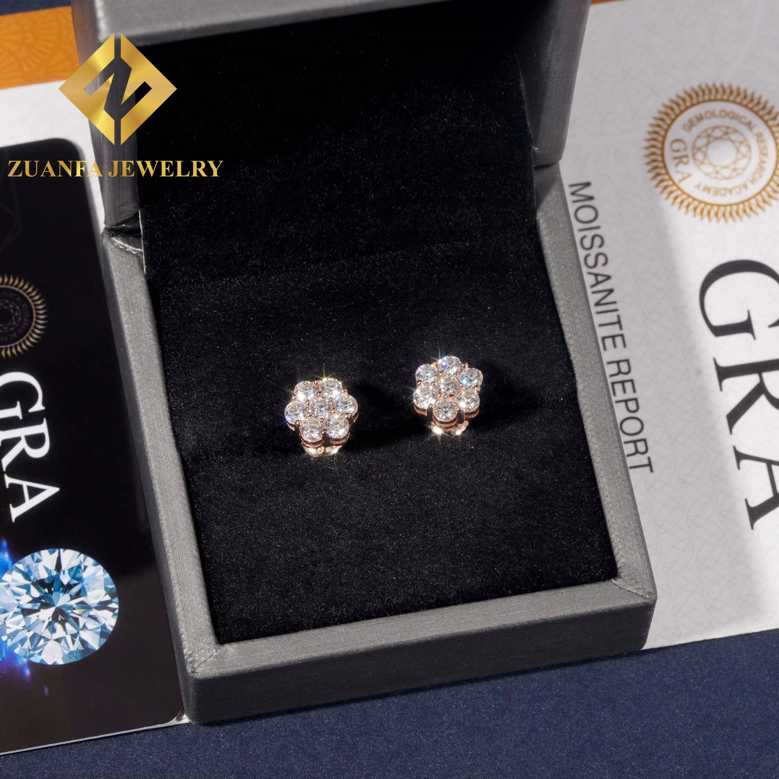 9mm Sun wer Design Sterg Sier VVS Moissanite Stud Hip Hop Earring Jewelry For Men Women