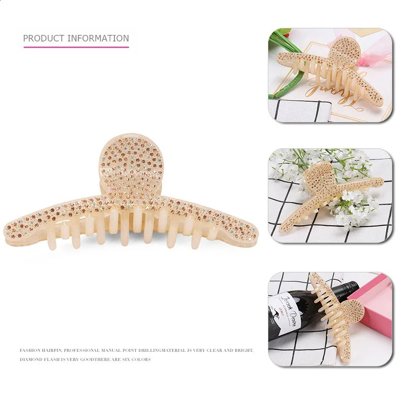 Charms Spark Rhinestones Hair Claw Clip for Women Girls Good Hair Accessory Ornament Jewelry Tiara for Ponytail Holder Party 250120