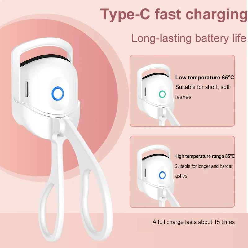 Heated Eyelashes Curler Portable USB Rechargeable Electric Eyelash Quick Heating Long Lasting Curling Effect 250115