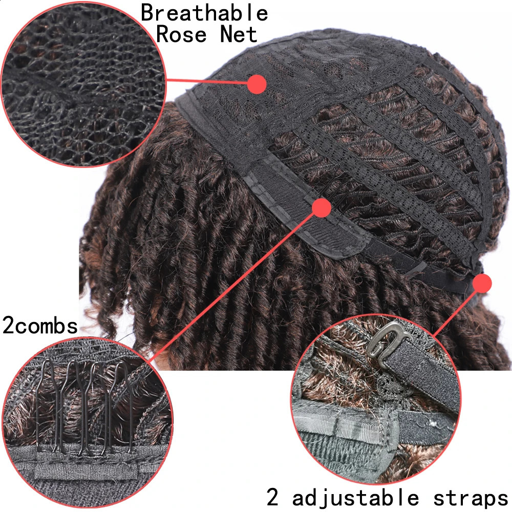 Faux Locs Crochet Hair Wigs Glueless Curly Soft Locs Braids Hair Wig Synthetic Dreadlock Hair Wig for Girls Women perruque femme 250118