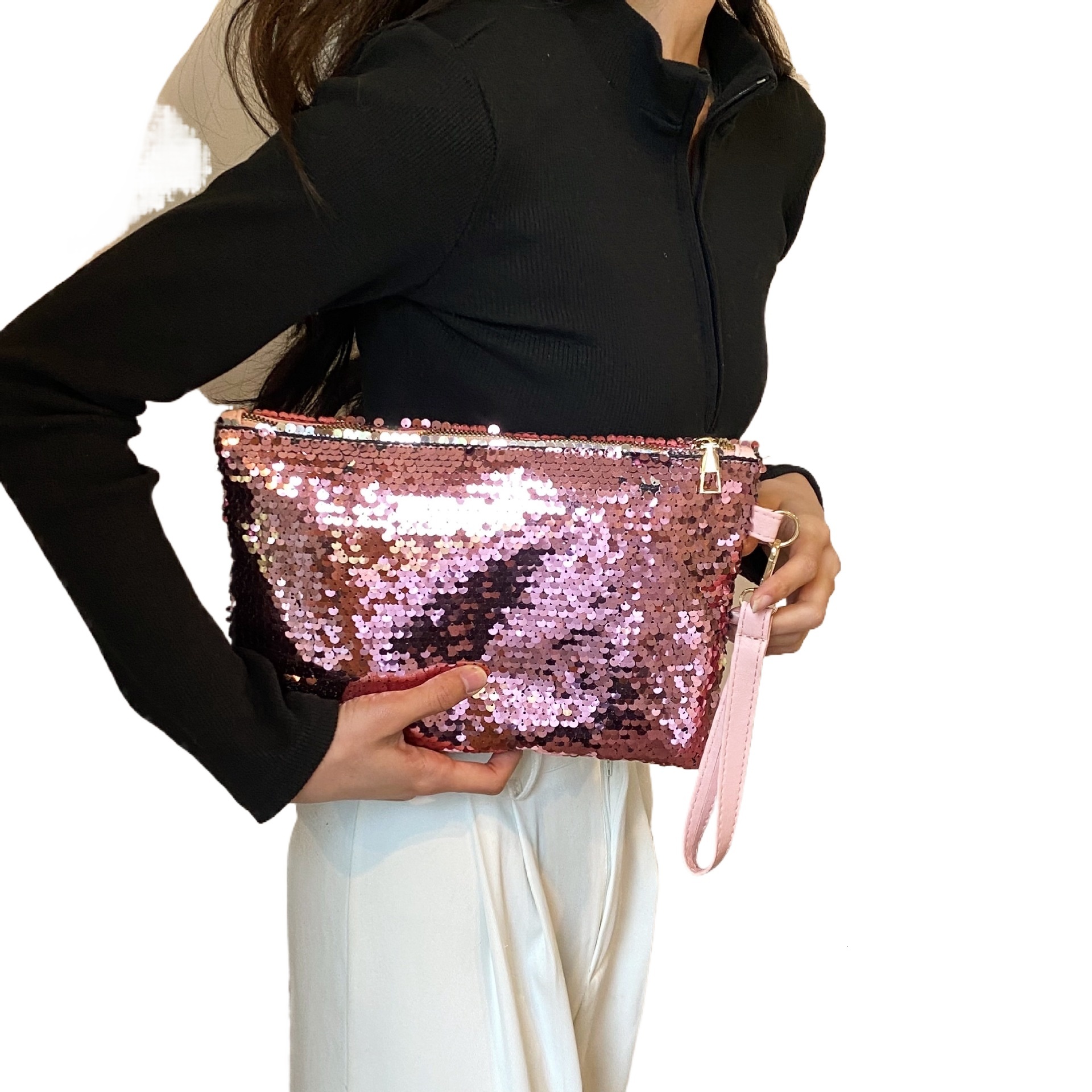 Silver Glitter All Rhinestone Sparkling Tassel Handbag, Dinner Fashionable Temperament Bag, Women's Small Bag