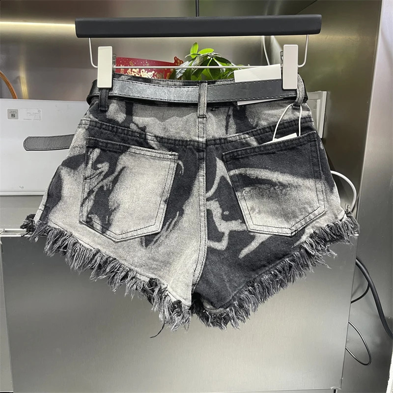 DEAT Womens Fashion Tie Dyed Burrs Edge Taeesl Contrast Color Denim Shorts Trendy Short Pants Female 2025 Spring 11A02389 250118