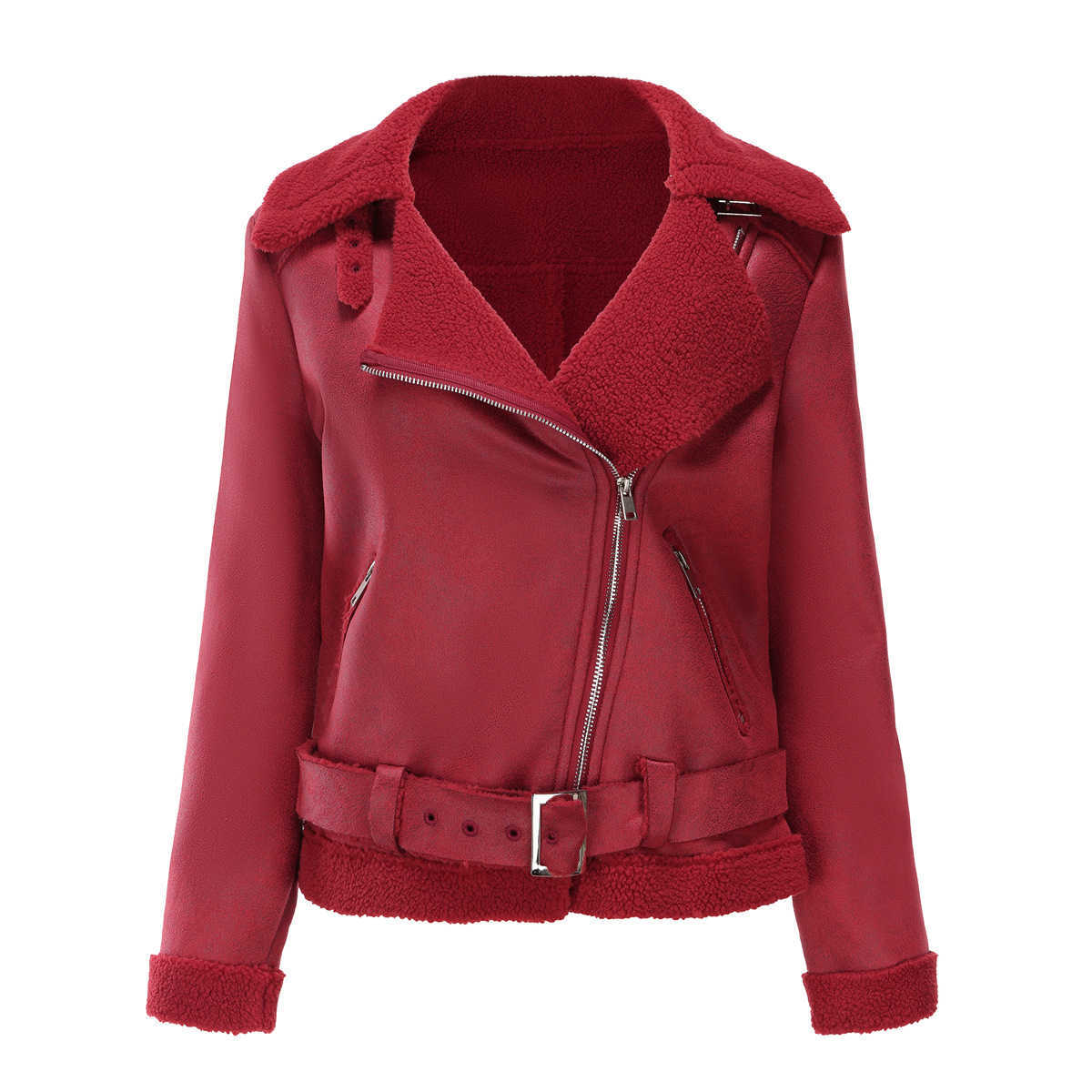 Autumn Winter Fur Jackets For Women Integrated Warm Womens Suede Jacket Leather Coat Womens Lapel Coat With Belt Womens Leather Womens Jacket 241209
