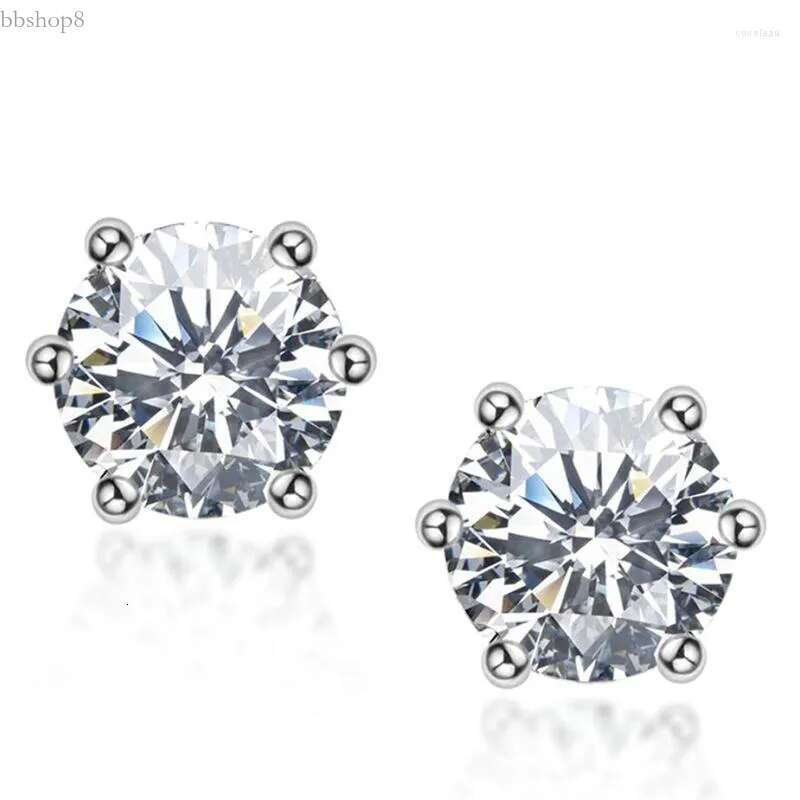 Stud Earrings Real 0.5ct 1ct Moissanite GRA Certification Sterg Sier Gold For Women Wedding Fine Jewelry