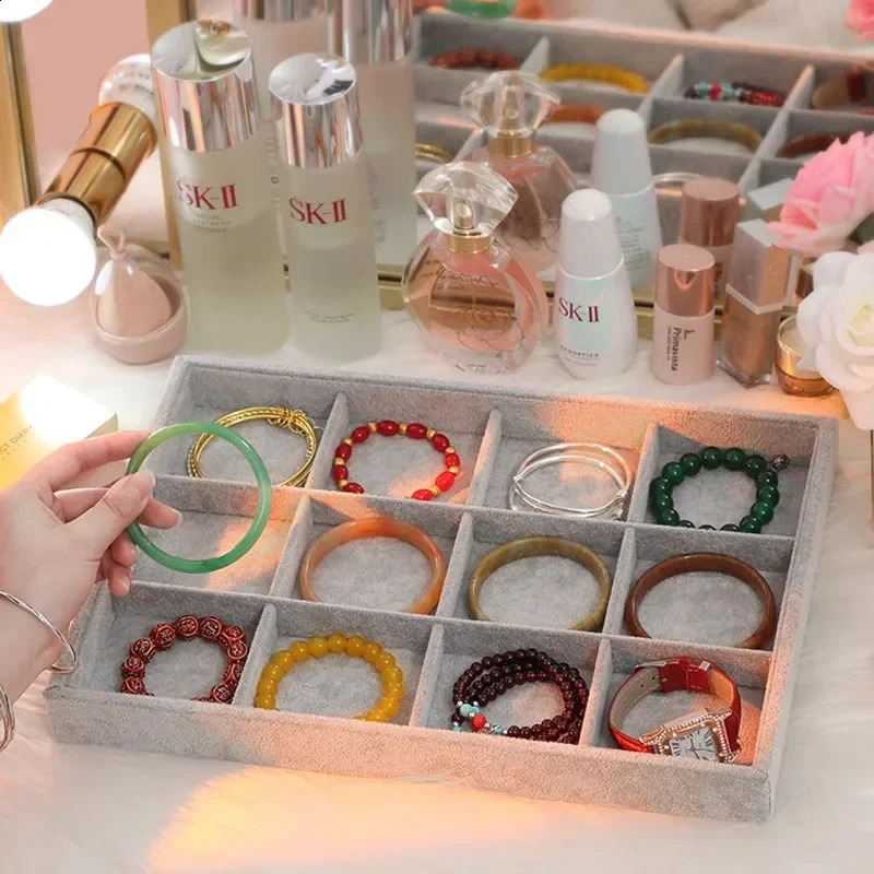 Velvet Jewelry Tray Bracelet Display Plate 12 Grid Bracelet Storage Plate Jewelry Display Plate 250117