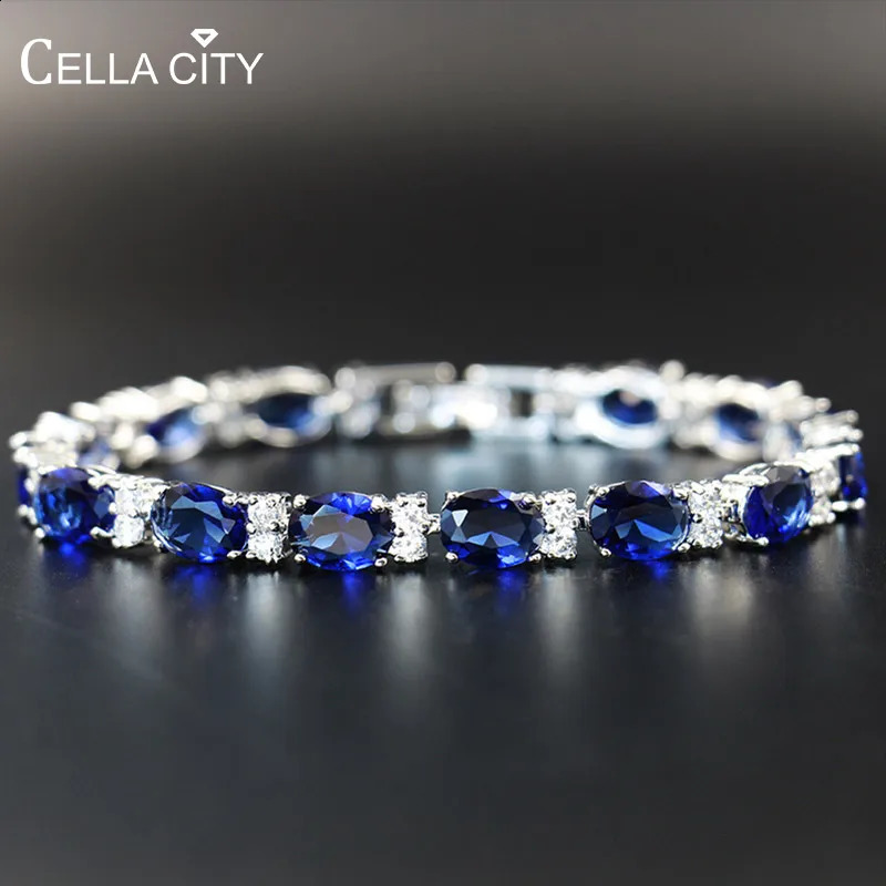 Cellacity Sapphire Bracelet for Women Geometry Silver 925 Jewelry Delicate Gemstones High Quality Fine Jewelry Anniversary Gifts 250121
