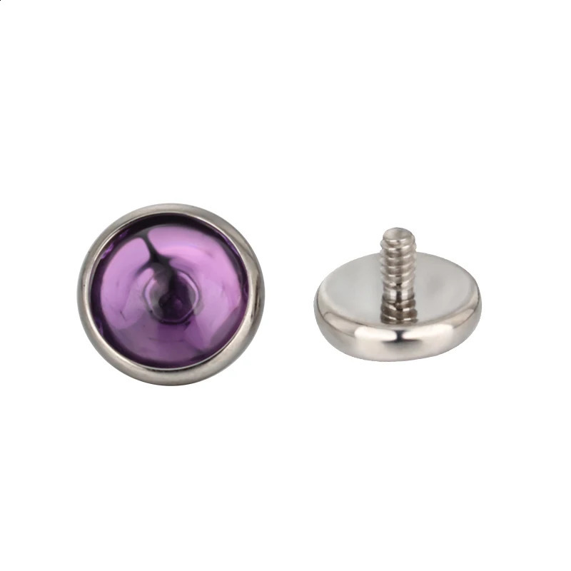 ASTM 36 PIERC Circular Ear Lip Studs with Natural Stone Top Labret Tongue Nose Stud Earrings Body Piercing Jewelry 250110