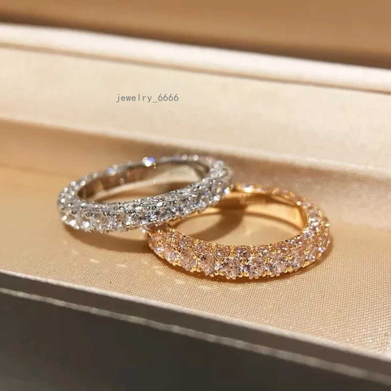 Eternity Full Lab Diamond Ring 925 Sterling Silver Wedding Band Rings for Women Men Engagement Promise Party Jewelry
