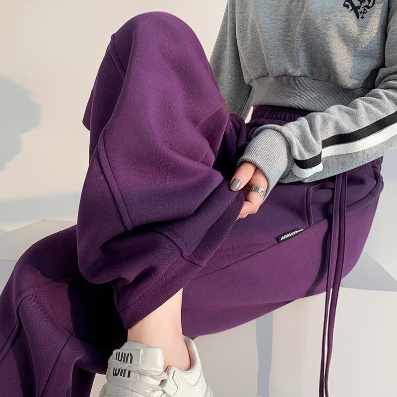 Wide-leg pants women's spring new high-waisted drape straight casual floor-mopping trousers thin and versatile loose sweatpants
