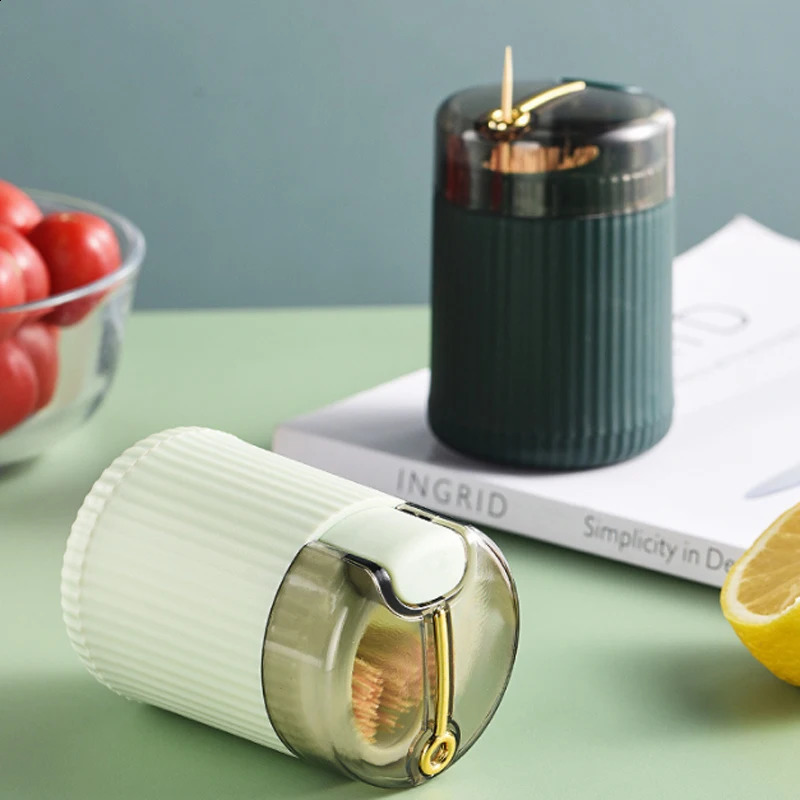 Simple Toothpick Box Toothpick Dispenser Ceative Push Automatic Eject Toothpick Jar Holder Household Toothpick Holder Container 250115