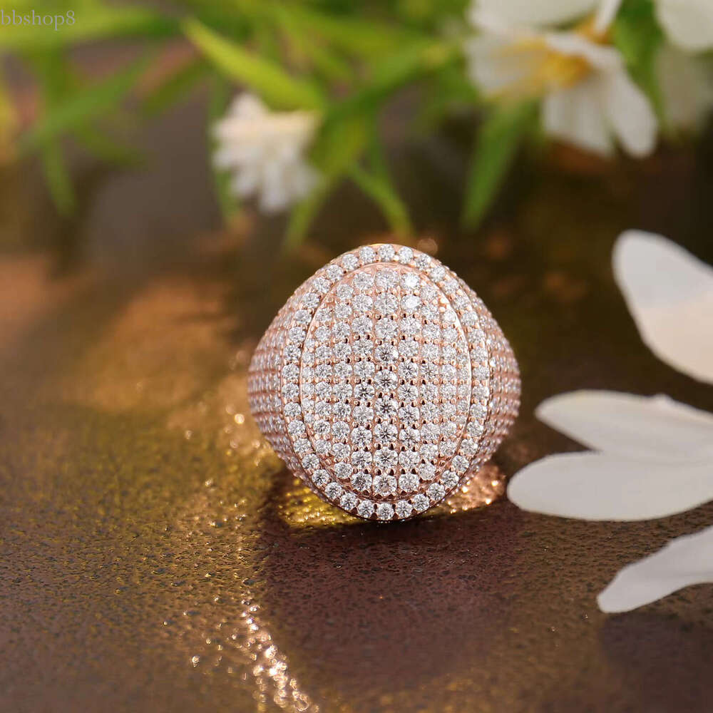 Rose gold Women and men wedding engagement couple vvs moissanite dia rings 10k 14k Hiphop style Full Dia ring
