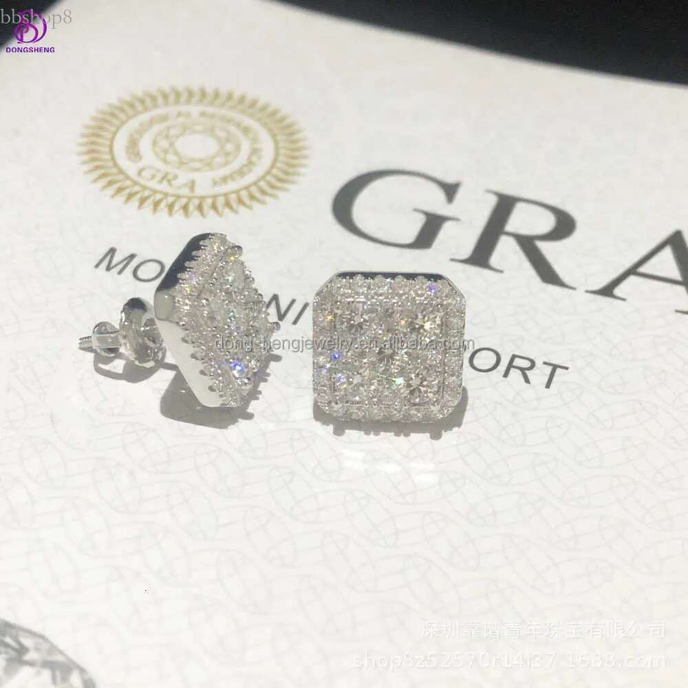 Custom Fashion Finey Jewelry Sterg Sier Earrings Ice Out Vvs Moissanite Dia Earring for Woman