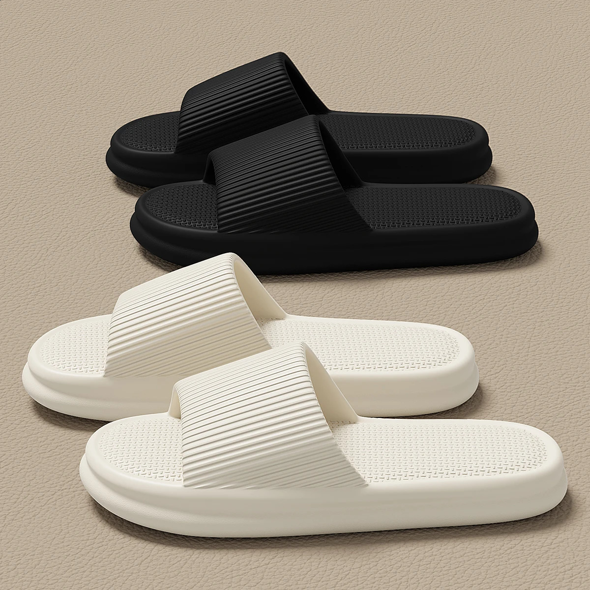 Plus Size 4849 Men Slippers Summer Solid Color Flat Sole Home For Women Man Coupple Bath Beach Slides Shoes 250117