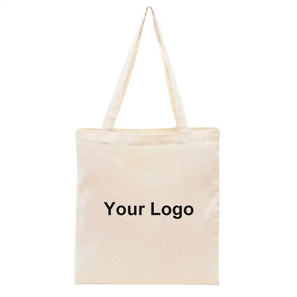 Wholesale 100pcs/lot Eco Friendly Cotton Shopping Canvas Tote Bag with Custom Printed 250121