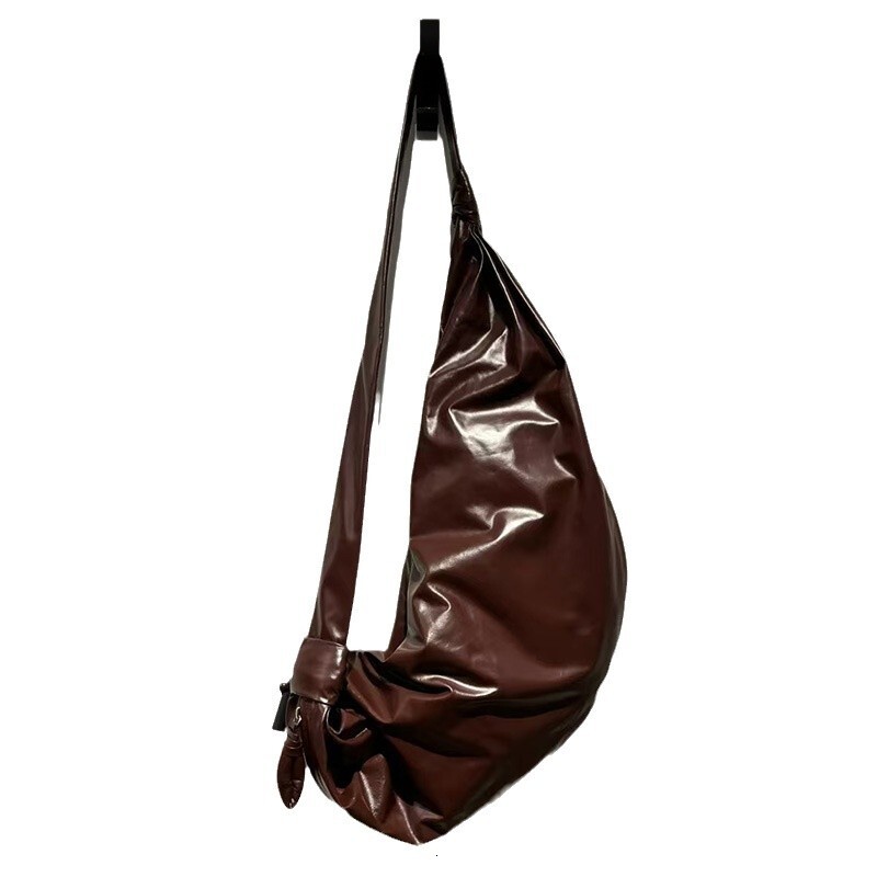 2024 new paper leather horn niche design oil wax cowhide dumpling versatile commuting neutral style can be sung bun
