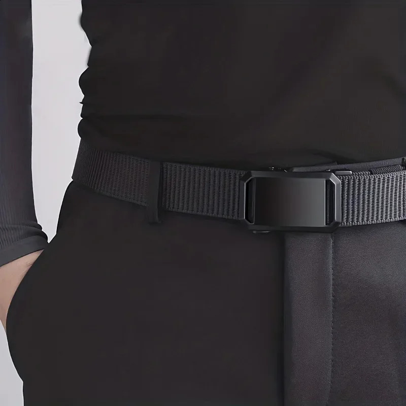 Automatic Buckle Belt Canvas Tactical Workwear Casual Outdoor Military Training Pants For Men 250114