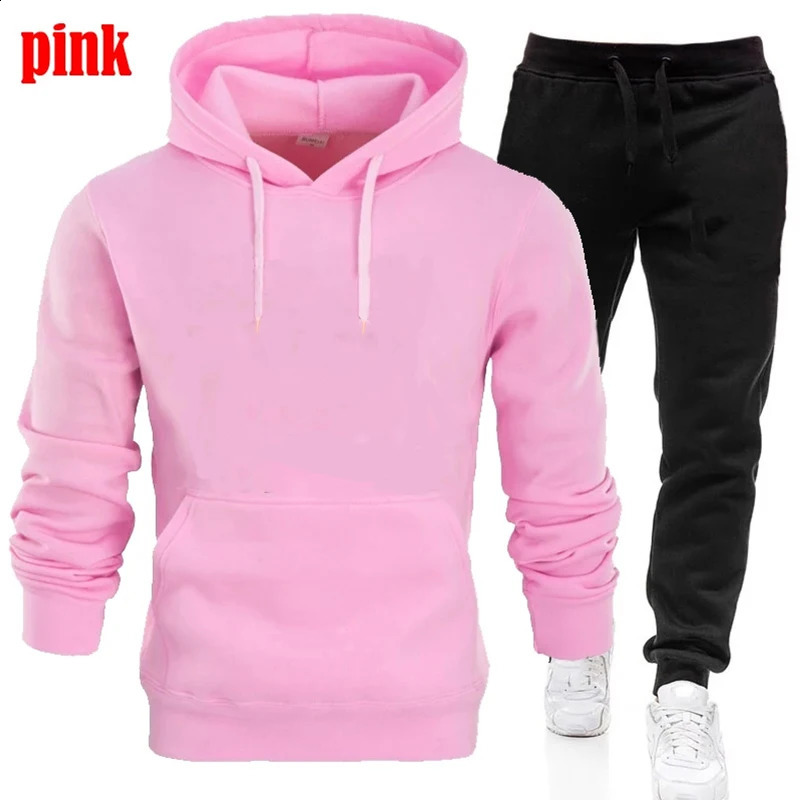 Spring Mens Tracksuits Sport Basic Outfit Long Drawstring Baggy Pant Fall Solid Jogging Male Pullovers Grunge Hoodie Street Set 250117