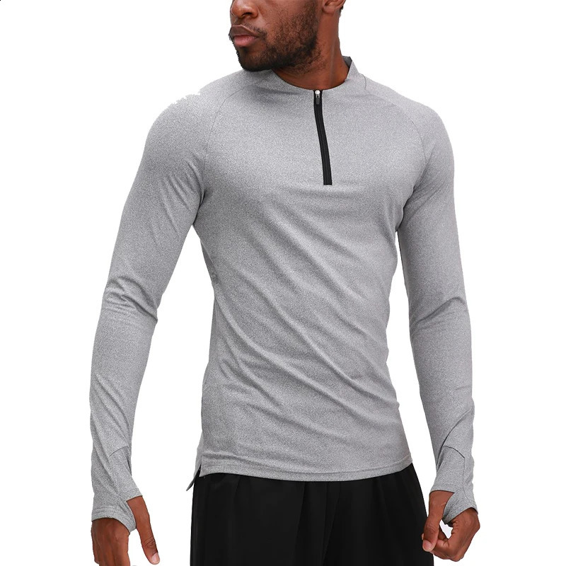 Men Sports Half Zip Long Sleeve Compression Gym Sportswear Breathable Jogging Training Running Long Shirts Fashion Top 250114