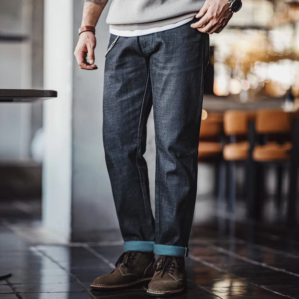 Maden New Retro 13Oz Seage Raw Denim Straight Fit Cotton Versatile Jeans Classic For Men's Autumn And Winter Trousers