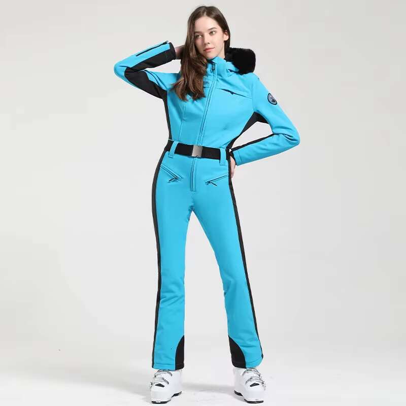 Women's Wear Winter One-Piece Suit Thickened Thermal Overalls Snowboard Jacket Jumpsuits Slim Fitting Ski Set Wind Proof Waterproof