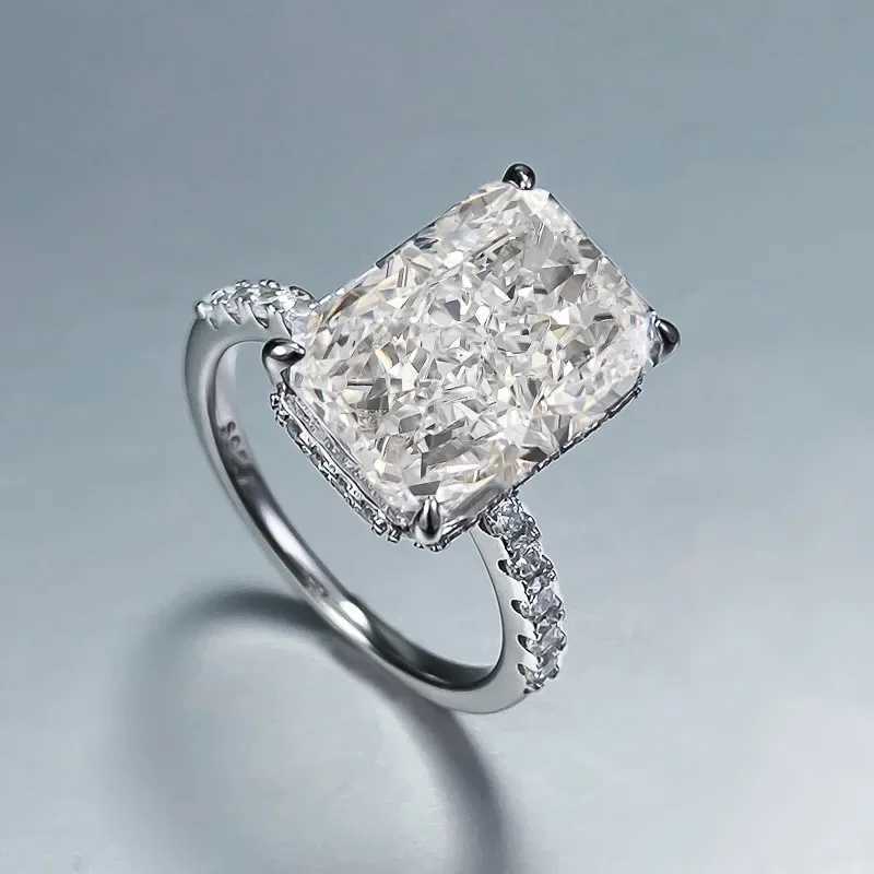 Radiant Cut 5ct Lab Diamond Ring 100% Real 925 Sterling Silver Party Wedding Band Rings for Women Men Engagement Jewelry Gift